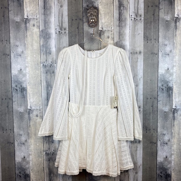 Tulrosea Nicole Embroidered Tie Waist Dress in White Size XXS New! - Picture 2 of 14